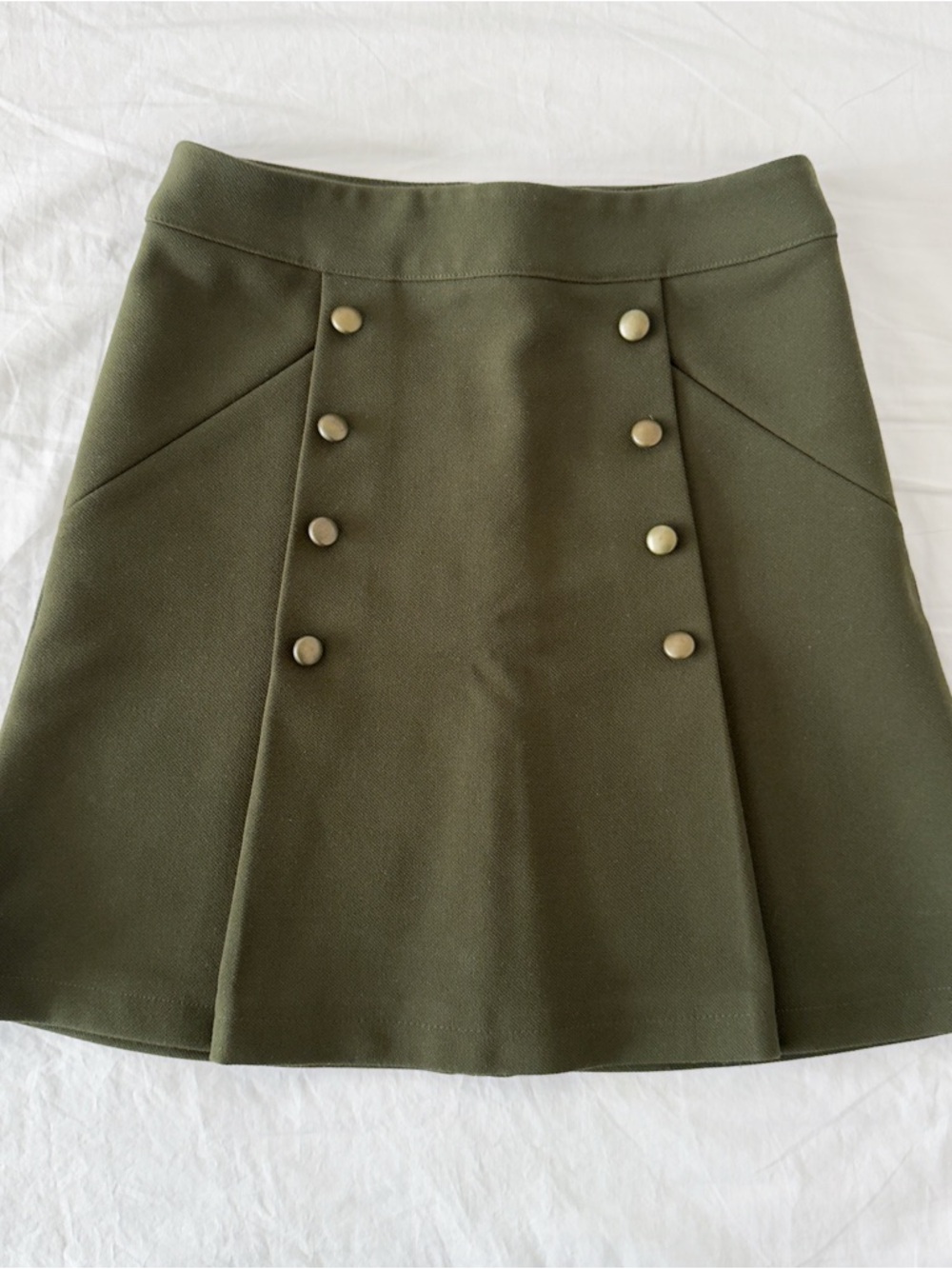 H&M Divided Olive Green Military Double-Breasted A-Line Mini Skirt